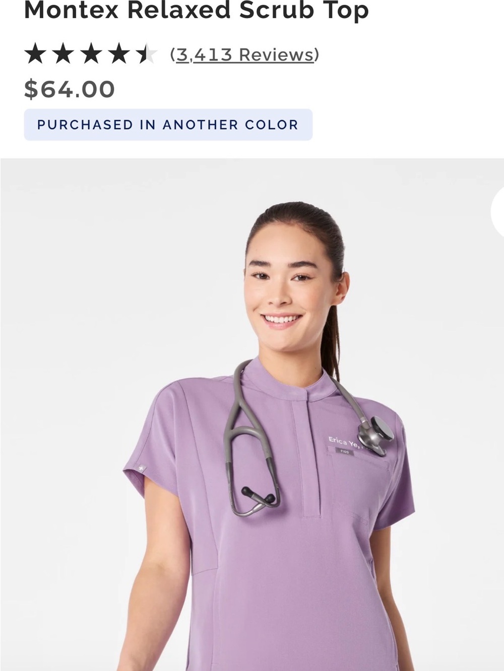 XL FIGS Lavender MONTEX Scrub Top
